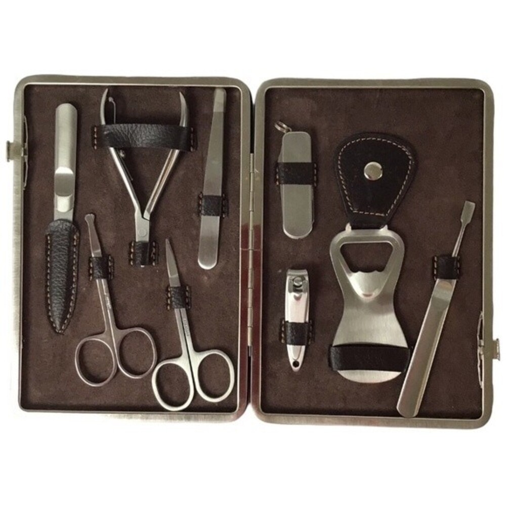 Grooming Kit for Men 9-Piece Stainless Steel Set in Case NEW